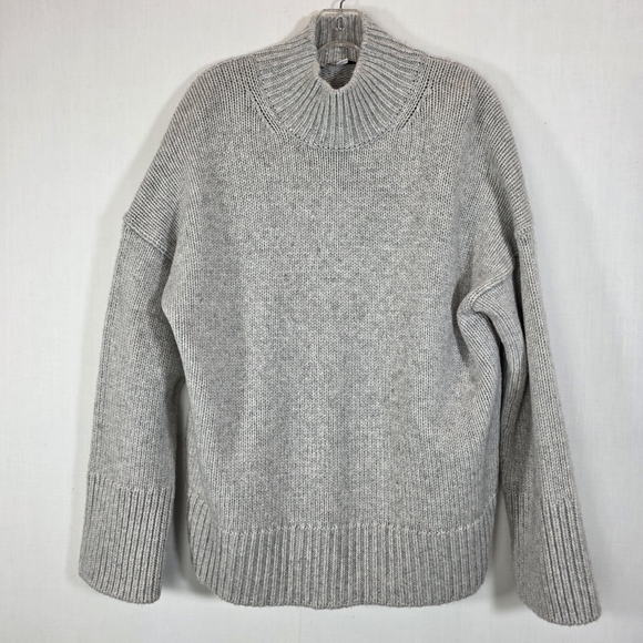 Vince Wool & Cashmere Rib Mock Neck Sweater in Soft Gray L